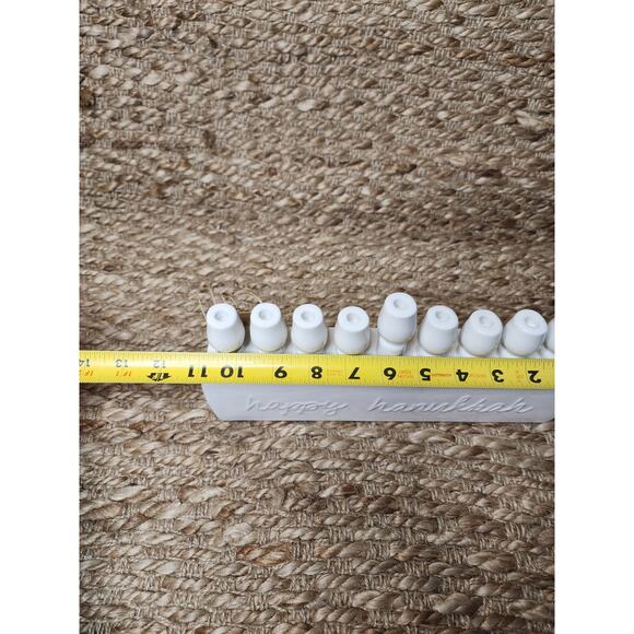 Mud Pie Happy Hanukkah White Ceramic Menorah Jewish Candle Holder Christmas - Picture 6 of 10